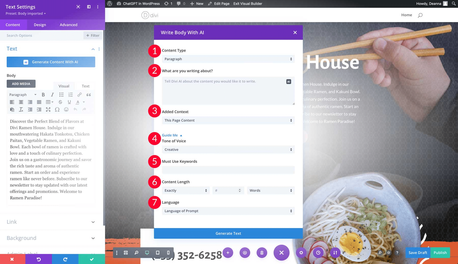 Site copy verbeteren met DIVI AI