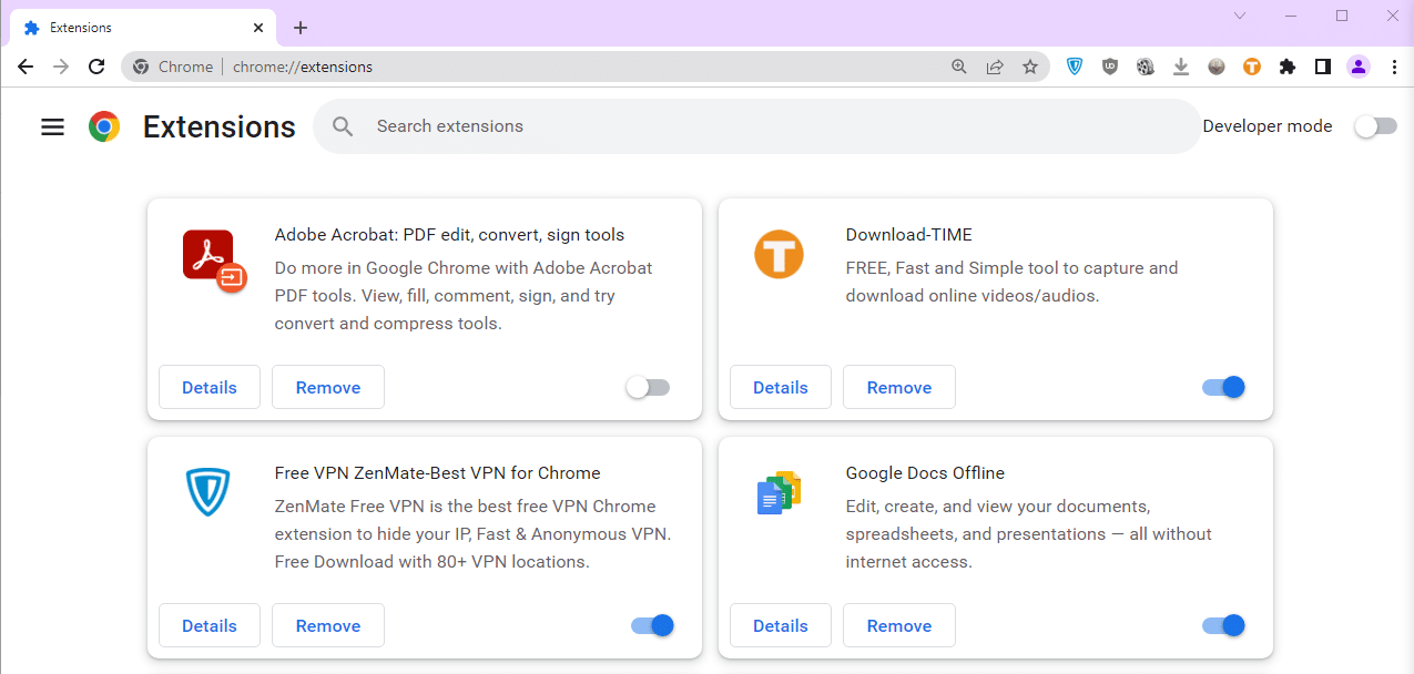 Disabling Google Chrome extensions