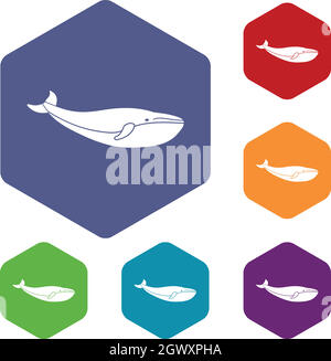 Whale icons set Stock Vector