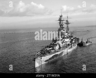 HMS Resolution At anchor. Stock Photo