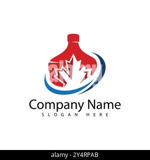 Maple leaf and bottle logo template vector icon. Vector illustration Stock Vector