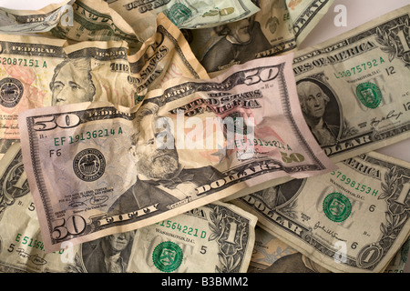 Crumpled US bills Stock Photo