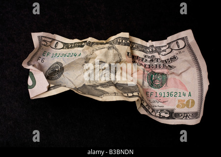 Crumpled $20 US bill Stock Photo