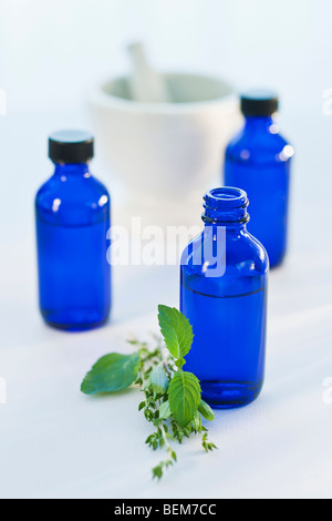 Blue bottles Stock Photo