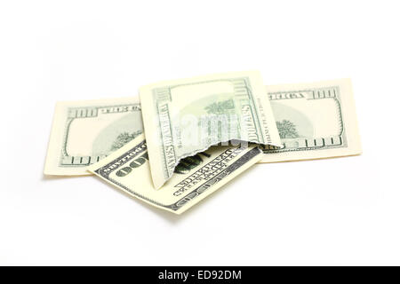 torn a hundred dollar bill Stock Photo