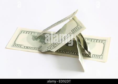 torn a hundred dollar bill Stock Photo