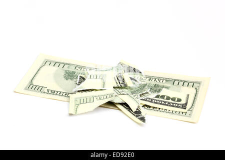 torn a hundred dollar bill Stock Photo