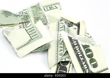 torn a hundred dollar bill Stock Photo