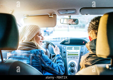 Woman driving a car Stock Photo