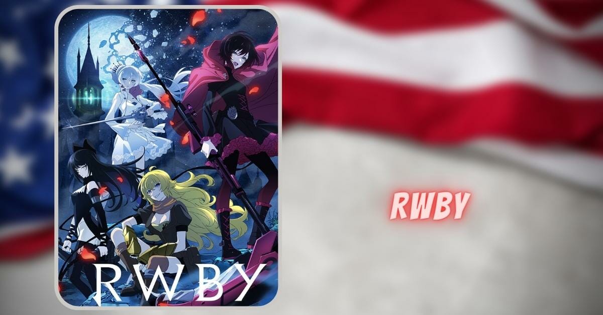 Poster image of RWBY with characters holding weapons to fight