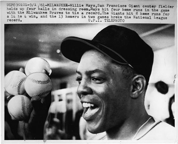 Willie Mays - WILLIE MAYS (B. 1931)<br>Four Homers, 1961