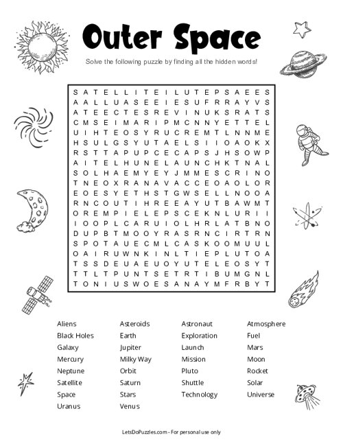 Astronomy Activity Outer Space Word Search Space Word - vrogue.co