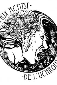 Prix Uchronie Logo: a human head with gears