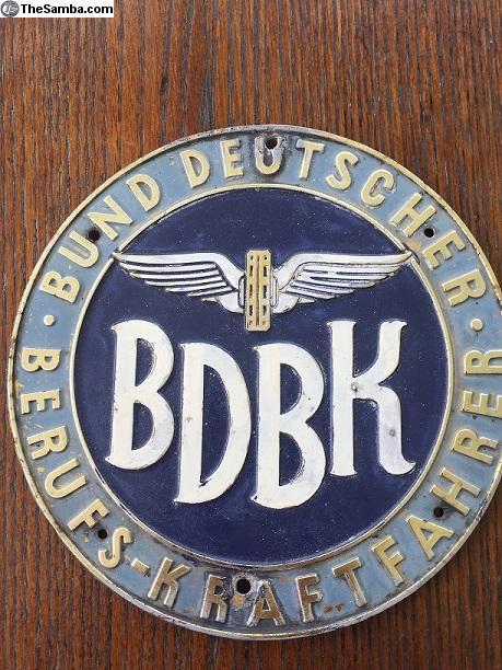 Vintage German VW Logo - TheSamba.com :: VW Classifieds - Large German BDBK Garage Badge ...