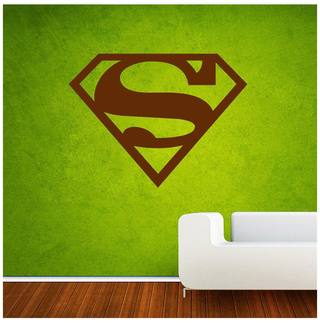 Brown Superman Logo - Buy Decor villa Superman Logo Wall Decal & Sticker Medium 55*43 Cm