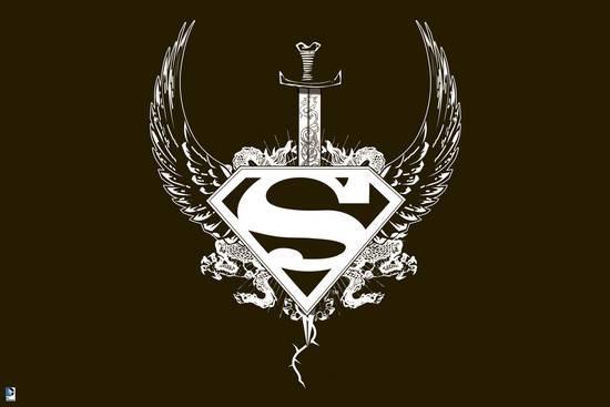 Brown Superman Logo - Superman: Superman Logo with Wings, a Sword, and Thorns Prints at