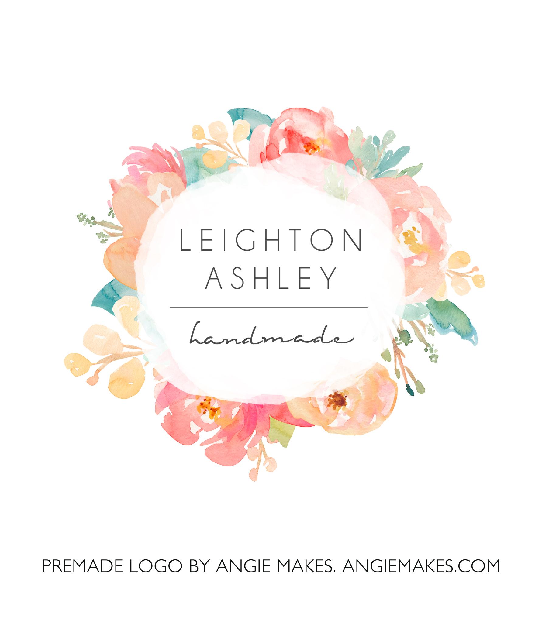 Floral Watercolor Logo - Flower Watercolor Wreath Logo