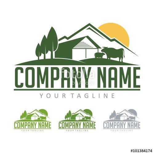 Farming Logo - Farming Logo - Cattle Farm With View Mountain Design Logo Vector ...