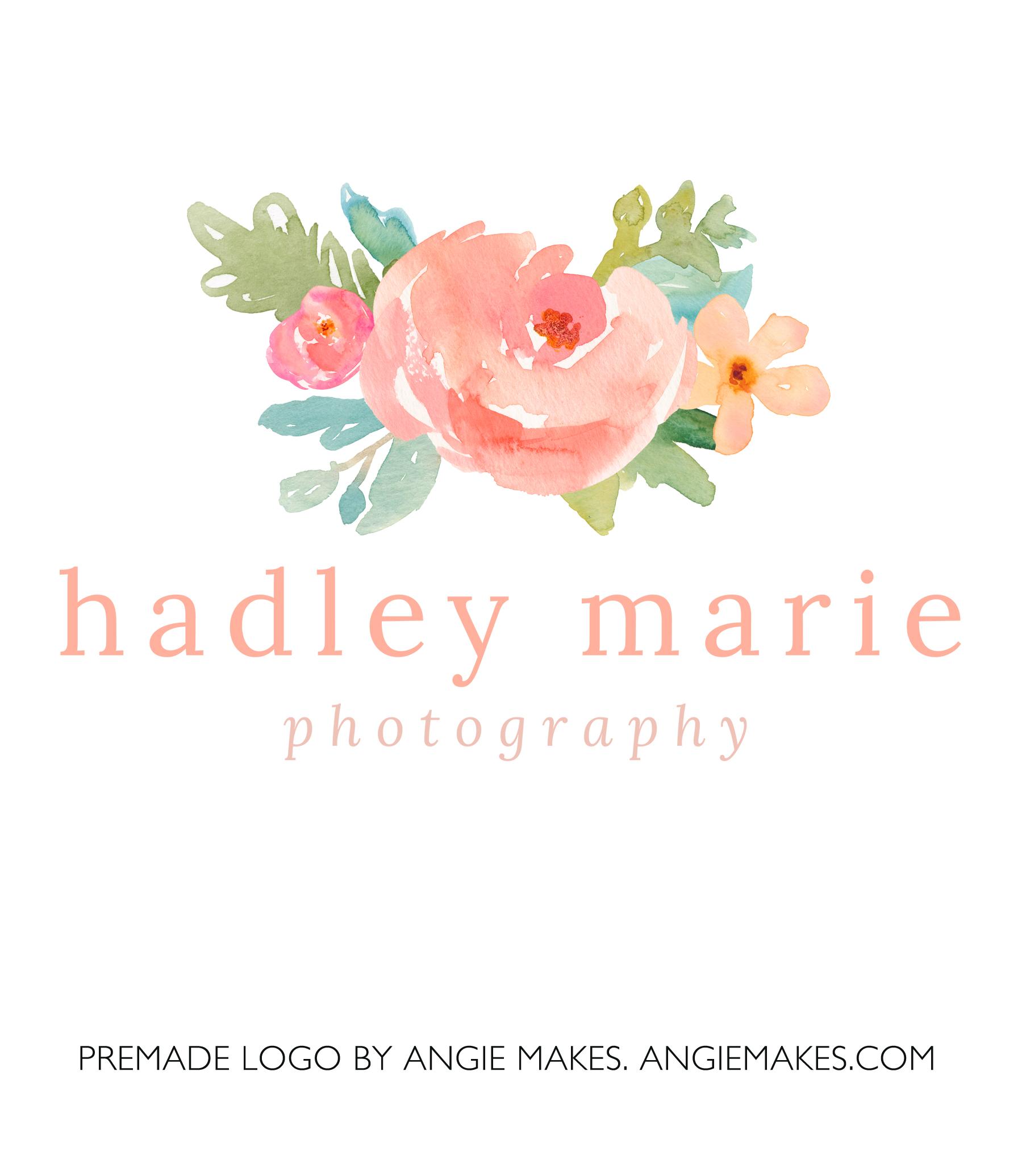 Floral Watercolor Logo - Premade Watercolor Flower Logo