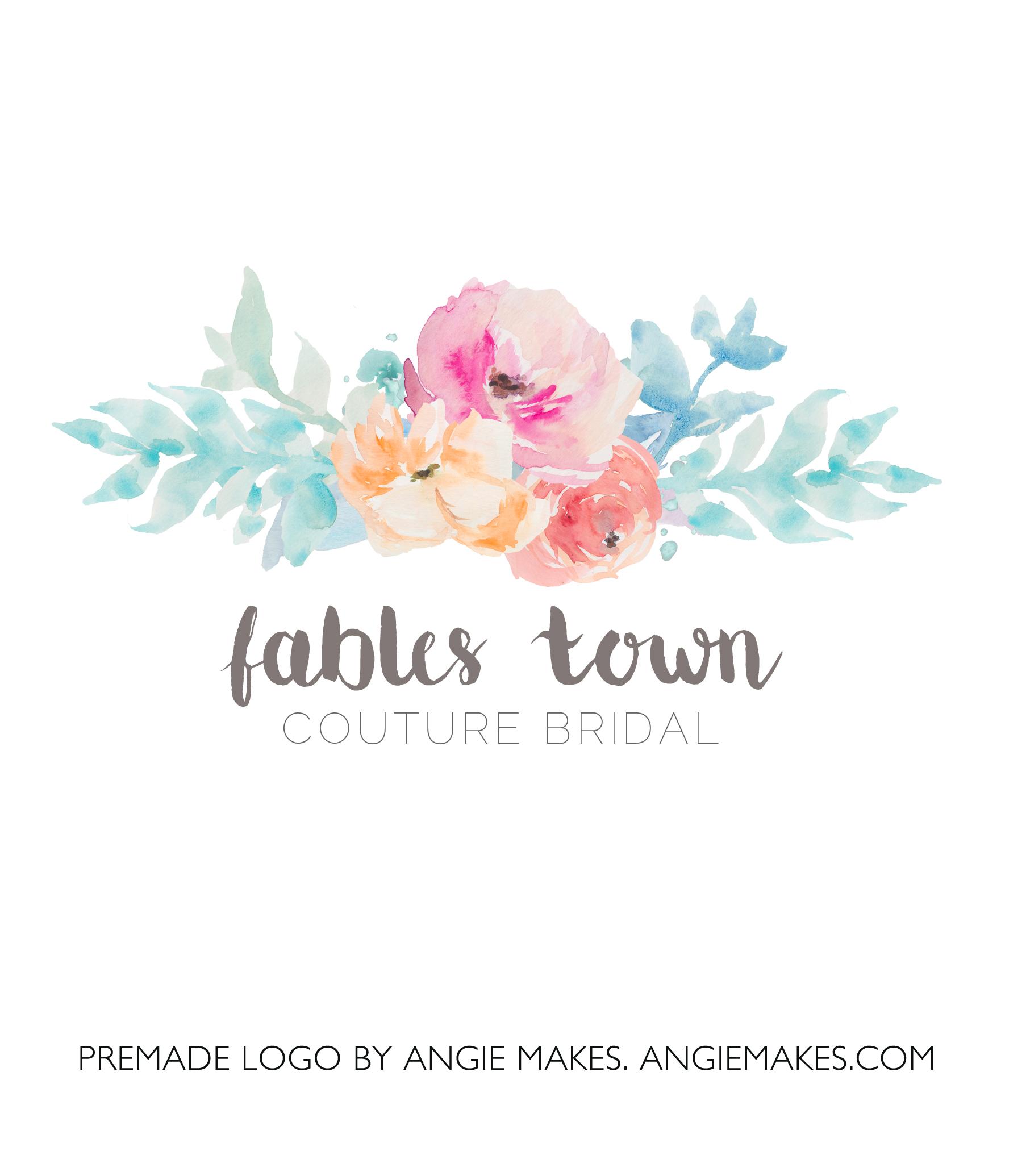 Floral Watercolor Logo - Watercolour Flower Logo