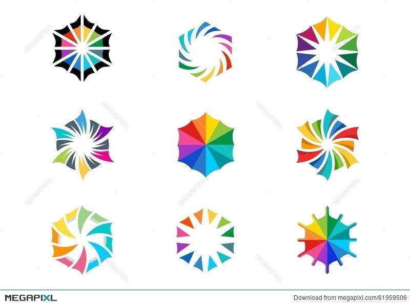 Rainbow Colored Circle Logo - Light, Sun, Logo, Circle Abstract Lights Rainbow Colored Set Symbol ...