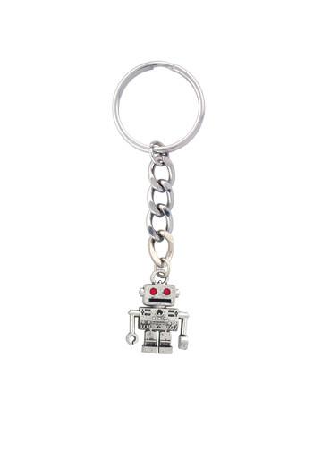 Red Robot Eye Logo - Retro Red Eye Robot Keychain