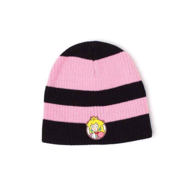 Princess Peach Logo - Nintendo Beanie Hat Princess Peach Striped Patch Logo Official | eBay