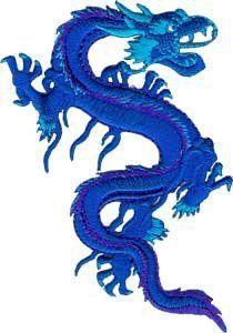 Chinese Blue Dragon Logo - Application Royal Blue Dragon Patch