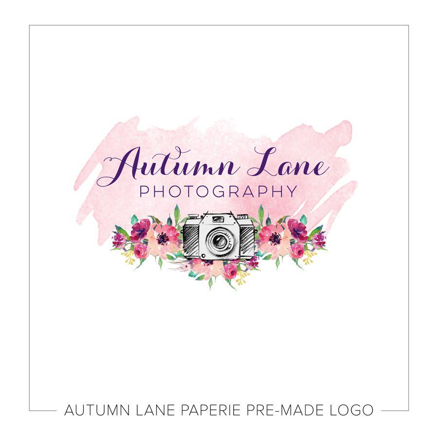 Floral Watercolor Logo - Pink Watercolor Floral Photography Logo