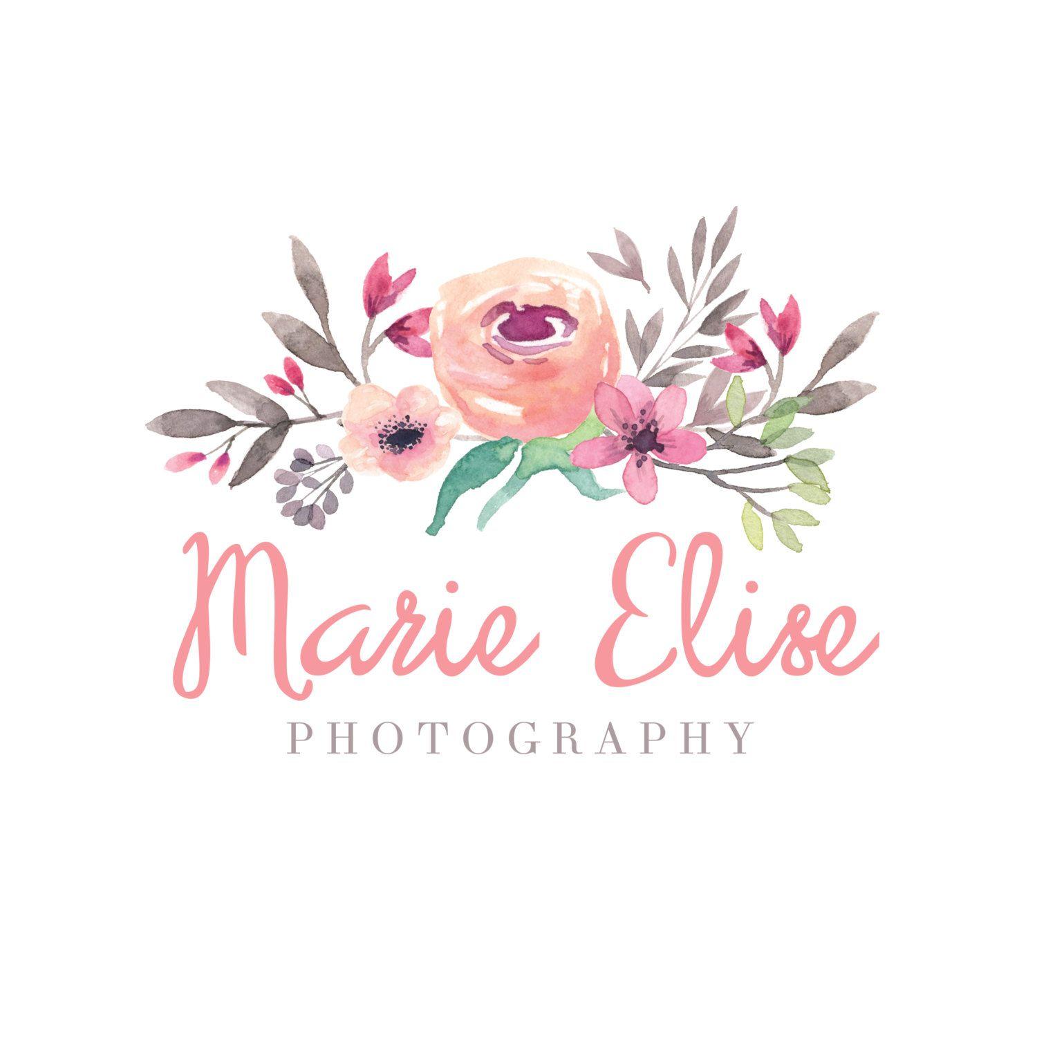 Floral Watercolor Logo - Floral Watercolor Logo and Watermark PL10 | Posy Prints Design