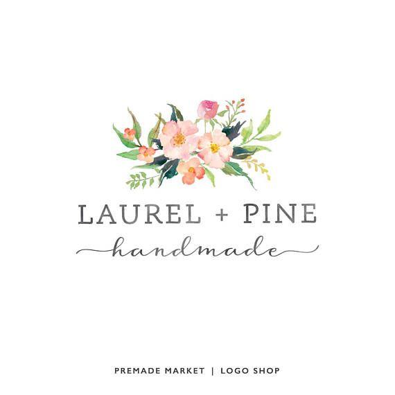 Floral Watercolor Logo - Floral Business Logo, Premade Logo Design, Watercolor Floral Logo ...