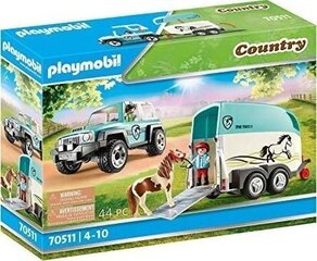 70511 PLAYMOBIL® Country, Automašīna ar poniju piekabi cena un informācija | Konstruktori | 220.lv