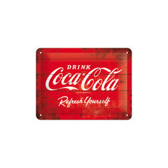 Metāla plāksne 15x20 cm / Coca-Cola logo cena un informācija | Interjera priekšmeti | 220.lv