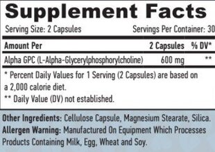 Haya Labs Alpha GPC 300 mg 60 vege kapsulas cena un informācija | Vitamīni, preparāti, uztura bagātinātāji labsajūtai | 220.lv