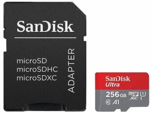 Atmiņas karte Sandisk Ultra microSDXC 256GB + Adapter cena un informācija | Atmiņas kartes mobilajiem telefoniem | 220.lv