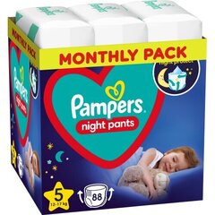 Autiņbiksītes - biksītes Pampers Night Pants Monthly Pack, 5. izmērs, 12-17 kg, 88 gab. cena un informācija | Autiņbiksītes | 220.lv