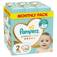 Autiņbiksītes Pampers Premium Care 2 (4-8 kg), 224 gab. cena un informācija | Autiņbiksītes | 220.lv