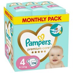 Autiņbiksītes Pampers Premium Care Monthly Pack, 4 izmērs, 9-14 kg, 174 gab. cena un informācija | Autiņbiksītes | 220.lv