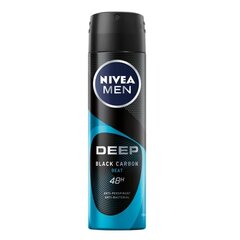 Izsmidzināms antiperspirants Nivea Men Deep Black Carbon Beat ar aktīvās ogles ekstraktu, 150 ml cena un informācija | Dezodoranti | 220.lv