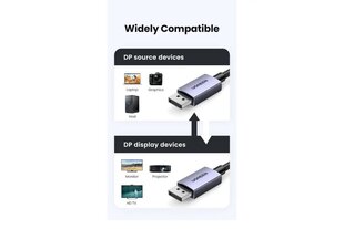 Ugreen DisplayPort 2.1, 1 m cena un informācija | Kabeļi un vadi | 220.lv