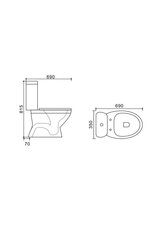 WC pods Vento Taberg ar vertikālo izvādu, 3/6l, ar Duroplast Soft Close vāku, ūdens padeve no apakšas cena un informācija | Tualetes podi | 220.lv