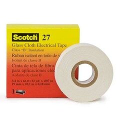 Lente 3M Scotch 27 stikla šķiedras elektriskā izolācija 177mkm, balta, 12mm*55m cena un informācija | Rokas instrumenti | 220.lv