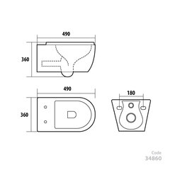 Sienas WC pods Vento Hugge Rimless, matēts melns cena un informācija | Tualetes podi | 220.lv