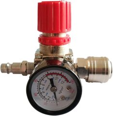 Gaisa kompresora spiediena regulators 1/4" pneimatiskais regulators, spiediena regulēšanas vārsts ar savienojumu 180psi 12bar (trīsceļu vārsts) cena un informācija | Rokas instrumenti | 220.lv