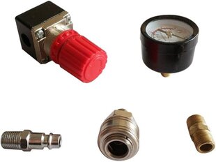 Gaisa kompresora spiediena regulators 1/4" pneimatiskais regulators, spiediena regulēšanas vārsts ar savienojumu 180psi 12bar (trīsceļu vārsts) cena un informācija | Rokas instrumenti | 220.lv