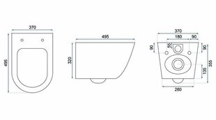 Piekarināmais tualetes pods Rea Carlo Mini Rimless Flat, Black cena un informācija | Tualetes podi | 220.lv