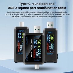 Мультиметр Тока и Напряжения, USB, USB-C, DC 4.5-36V, 0-8A цена и информация | Запчасти для телефонов и инструменты для их ремонта | 220.lv