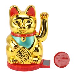 Viļņojoša roka Lucky Cat, ar saules enerģiju darbināma gaismas sensora, grozāma pamatne, kas nes bagātību, veiksmi, 5 collu Fortune Cat rotājumi zeltā cena un informācija | Interjera priekšmeti | 220.lv