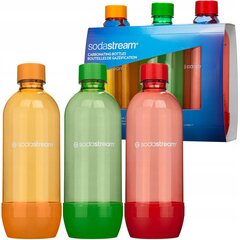 SodaStream 3x1L oranžas/zaļas/arkanas pudeles + SodaStream atkaļķošanas tabletes 10 tabletes 200g + Tērauda metāla dzērienu salmiņi 4gab + ACER tīrīšanas līdzeklis 25,5cm cena un informācija | Gāzētā ūdens aparāti | 220.lv