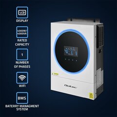 Qoltec hibrīds ārpus elektrotīkla saules invertors 4kVA| 4kW | 120A | MPPT | LCD | Wi-Fi | BMS | Sinuss cena un informācija | Saules paneļi, komponentes | 220.lv